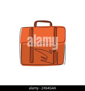 Logo d'icône de mallette à dessin de ligne continue unique. Sac, symbole portefeuille. Signe de valise plat isolé sur fond blanc. Simple pour graphique et web Illustration de Vecteur