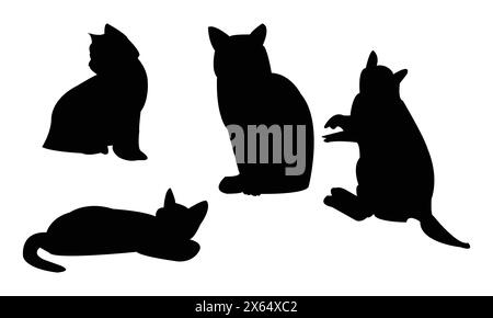 Collection de dessins vectoriels et silhouettes pour chats. Illustration de Vecteur