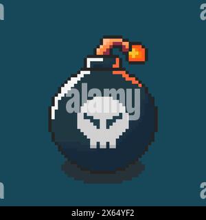 Design d'actif de jeu de bombe Pixel art Illustration de Vecteur