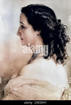 Eugénie, 5,51826 - 11.7,1920, impératrice consort de France 30.1.1853 - 4,9.1870, portrait, DROITS-SUPPLÉMENTAIRES-AUTORISATION-INFO-NON-DISPONIBLE Banque D'Images