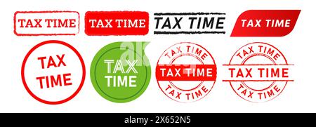 rectangle de temps d'imposition et cercle autocollant d'étiquette de tampon en caoutchouc pour rappel de taxation Illustration de Vecteur