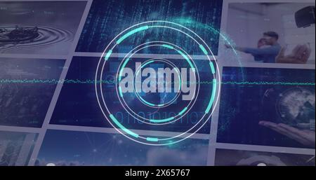 Image de l'acquisition de l'oscilloscope et du traitement des données sur les écrans Banque D'Images