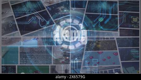 Image de l'acquisition de l'oscilloscope et du traitement des données sur les écrans Banque D'Images