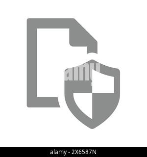 Icône de vecteur de document privé et confidentiel. Données protégées avec symbole Shield. Illustration de Vecteur