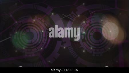 Image de feux de circulation flous sur le cercle de traitement et l'espace sombre Banque D'Images