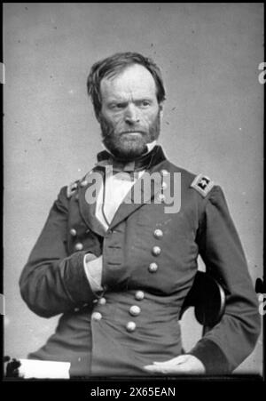 Portrait du Major Gen. William T. Sherman, officier de l'armée fédérale, photographies de la guerre de Sécession 1861-1865 Banque D'Images