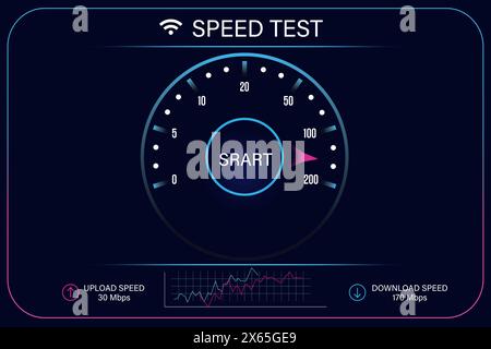 Écran de test de vitesse avec illustration du compteur de vitesse Banque D'Images