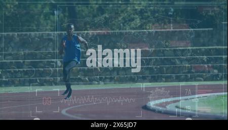 Image du traitement des données sur un coureur afro-américain handicapé Banque D'Images