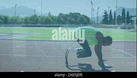 Image du traitement des données sur un coureur afro-américain handicapé Banque D'Images