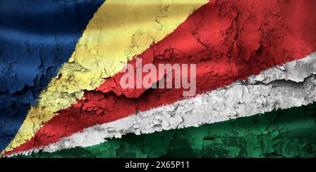Illustration 3D d'un drapeau des Seychelles - tissu ondulant réaliste f Banque D'Images