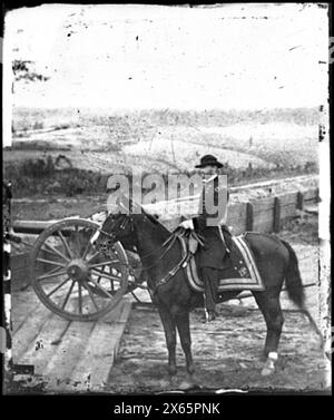 Atlanta, Ga Gen. William T. Sherman à cheval au Fort fédéral no 7, photographies de la guerre de Sécession 1861-1865 Banque D'Images