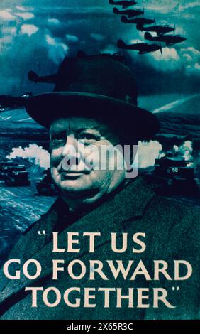 Sir Winston Churchill sur une affiche de propagande de résistance à la guerre britannique, UK 1940s Banque D'Images