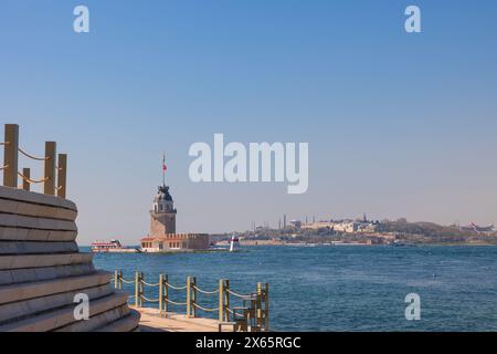 Kiz Kulesi ou Maiden's Tower avec paysage urbain d'Istanbul. Visitez Istanbul concept photo. Banque D'Images