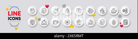 Icônes de porridge, d'ordinateur portable et de ligne de stress difficile. Pour l'application Web, impression. Boutons blancs icônes 3D. Vecteur Illustration de Vecteur