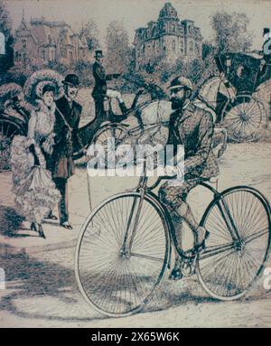 Le Rover, premier vélo de sécurité, inventé par l'Anglais James K Starley en 1885, illustration Banque D'Images