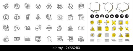 Ensemble de bannière de réduction, vente et icônes de ligne de déflation pour l'application Web. Vecteur d'icône de pictogramme Illustration de Vecteur