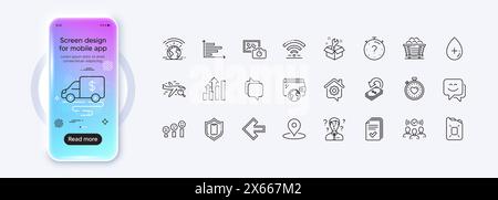 Graphique d'analyse, protection de smartphone et icônes de ligne de serre pour l'application Web. Vecteur d'icône de pictogramme Illustration de Vecteur
