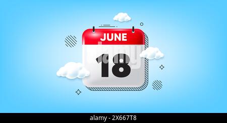 icône 18e jour du mois. Date du calendrier de l'événement. Icône date calendrier du 3 juin. Vecteur Illustration de Vecteur