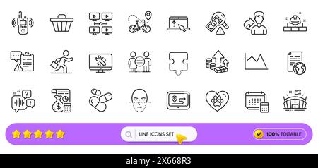Icônes de ligne de soins comptabilité, fraude et animaux pour l'application Web. Icône de pictogramme. Icônes de ligne. Vecteur Illustration de Vecteur