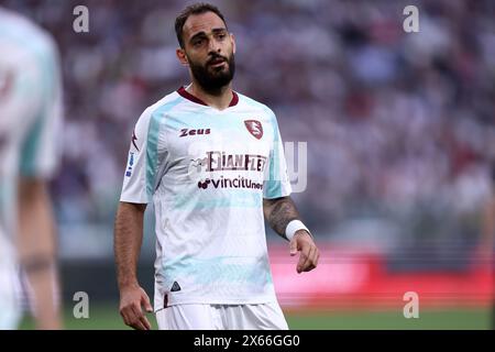 Turin, Italie. 12 mai 2024. Grigoris Kastanos de US Salernitana regarde pendant le match de Serie A entre la Juventus FC et US Salernitana au stade Allianz le 12 mai 2024 à Turin, Italie . Crédit : Marco Canoniero/Alamy Live News Banque D'Images