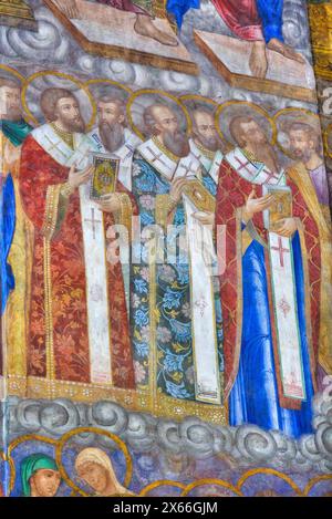 Fresques, Cathédrale Sainte Dormition, Sainte Trinité Saint Serguis Lavra, site du patrimoine mondial de l'UNESCO, Sergiev Posad, Russie Banque D'Images