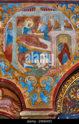 Fresques, Saint Jean le Théologien's Gate Église, Kremlin, Rostov Veliky, anneau d'or, Yaroslavl Oblast, Russie Banque D'Images