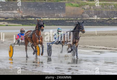 Course attelée sur la plage de Harbour View, Kilbrittain, West Cork, mai 2024 Banque D'Images