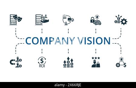 Vision de l'entreprise. Icônes créatives. Eléments modifiables. Illustration de Vecteur