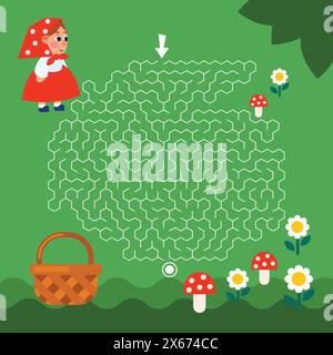 Maze jeu labyrinthe fille illustration vectorielle. Puzzle coloré pour les enfants Illustration de Vecteur