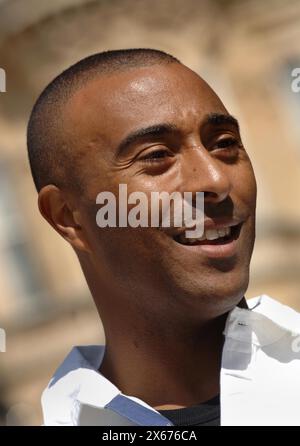 Né gallois de 110 mètres haies, vainqueur de la médaille d'argent olympique et champion du monde, Colin Jackson. 3/5/06 Banque D'Images