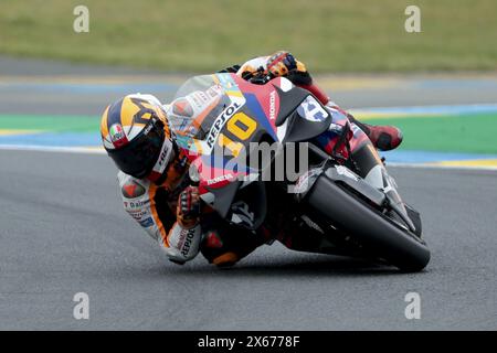 Luca Marini de l'Italie #10 et Repsol Honda Team en action lors du Grand Prix de France Michelin MotoGP 2024 (27 tours) le jour 3 sur le circuit Bugatti le 12 mai, au Mans, France Banque D'Images