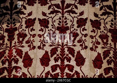 Un fond de texture de détail de tissu médiéval en gros plan Banque D'Images