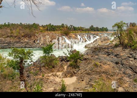 Chutes du Mékong Nam Tok Khon Phapheng, si Phan Don, Province de Champasak, Laos, Asie Banque D'Images