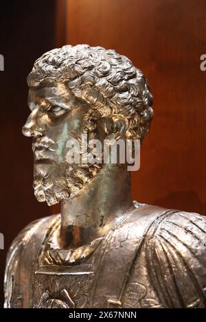 Lucius Verus (130-169). Empereur romain. Dynastie Nerva-Antonine. Portrait argenté. Le trésor de Marengo. iie siècle. Italie. Banque D'Images