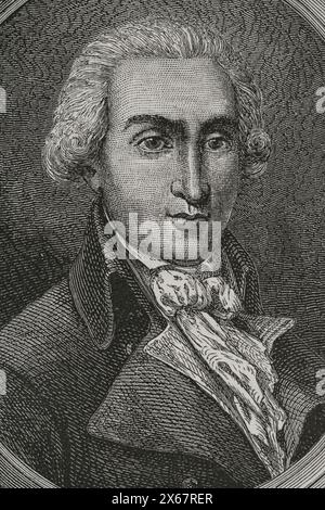 Félix-Julien-Jean Bigot de Préameneu (1747-1825) Avocat et homme politique français. Il est l'un des quatre auteurs légaux du Code napoléonien, promulgué le 21 mars 1804. Portrait. Gravure. "Histoire de la Révolution française". Volume I, 1876. Banque D'Images