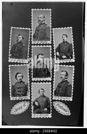 Armée du Potomac : J.C. Parke, C.G. Meade, W.S. Hancock, G.K. Warren, U.S. Grant, A.A. Humphrey et H.C. Wright, civil War Photographs 1861-1865 Banque D'Images
