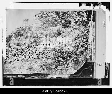 Gettysburg, Pennsylvanie. Vue des parapets sur Round Top la colline qui formait notre extrême gauche, photographies de la guerre civile 1861-1865 Banque D'Images