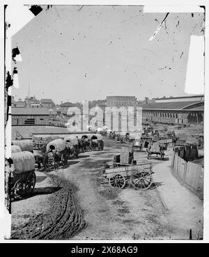 Atlanta, Géorgie. Dépôt de wagons de l'armée fédérale, photographies de la guerre de Sécession 1861-1865 Banque D'Images