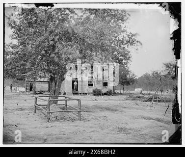 Fair Oaks, Virginie. Maison à ossature sur le champ de bataille de Fair Oaks utilisée par la division de Hooker comme hôpital, photographies de la guerre de Sécession 1861-1865 Banque D'Images