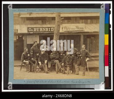 Officiers du 1st Rhode Island Volunteers, Camp Sprague, 1861, photographies de la guerre de Sécession 1861-1865 Banque D'Images