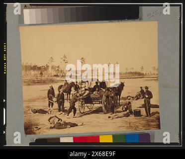 Exercice ambulance au quartier général de l'armée du Potomac, près de Brandy Station, en Virginie, mars 1864, photographies de la guerre civile 1861-1865 Banque D'Images