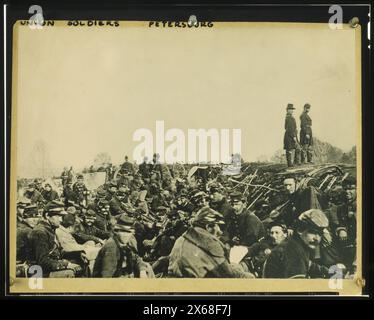 Soldats de l'Union retranchés le long de la rive ouest de la rivière Rappahannock à Fredericksburg, Virginie, photographies de la guerre de Sécession 1861-1865 Banque D'Images