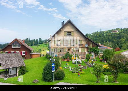 Bildstein, maisons de type Rheintalhaus (Maison de la vallée du Rhin) à Bodensee (Lac de Constance), Vorarlberg, Autriche Banque D'Images