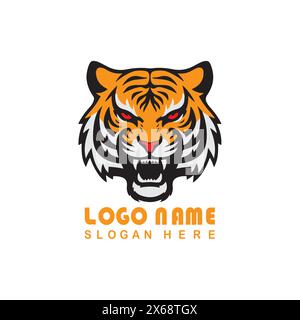 Logo Angry Tiger face avec fichier vectoriel Illustration de Vecteur