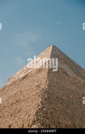 Gros plan de la Grande Pyramide de Gizeh, Egypte Banque D'Images