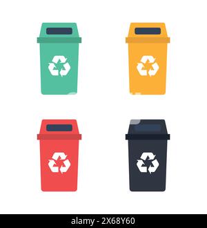 Symbole jeu de conteneurs à déchets Illustration de Vecteur