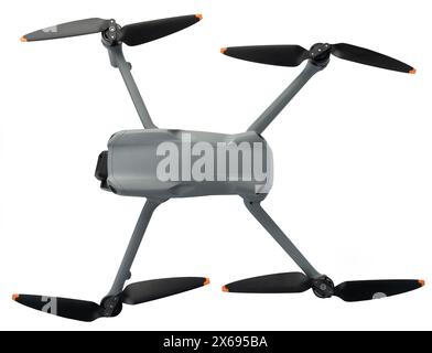 Drone gris uav au-dessus de la vue de dessus isolé sur fond de studio Banque D'Images