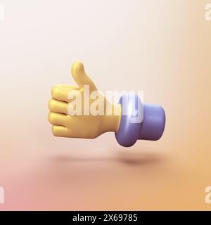 Main comme les pouces vers le haut - objet d'icône CGI 3d stylisé Banque D'Images