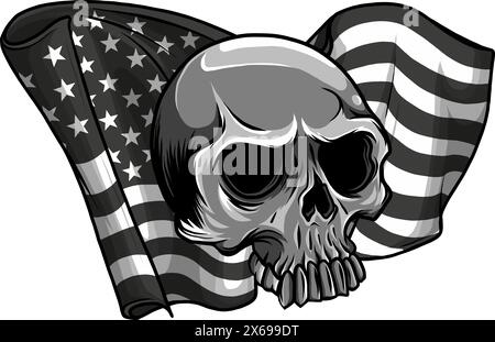 illustration du vecteur du drapeau usa du crâne sur fond blanc Illustration de Vecteur