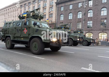 Kiev, Ukraine - 18 août 2018 : véhicule blindé ukrainien de classe MRAP Kozak-2 au défilé militaire à Kiev Banque D'Images